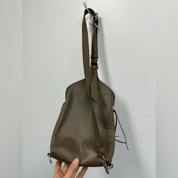 Rag & Bone Elliot Sling Pack Taupe Green Leather Zebra Pony Hair - Picture 9 of 14